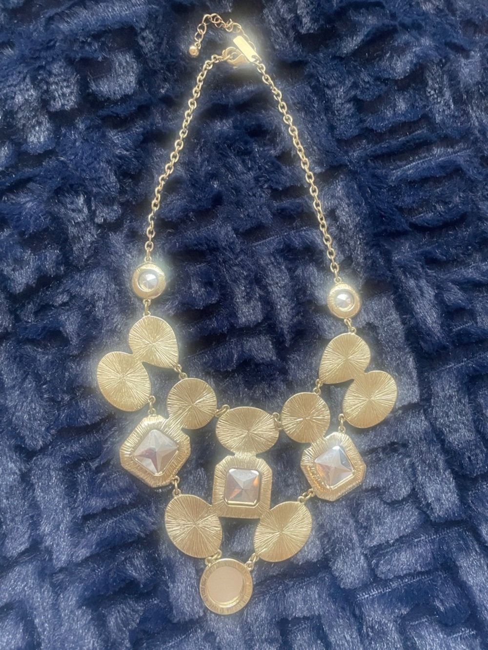Amber-Tone Statement Necklace with Olive,Amber and Champagne Stones